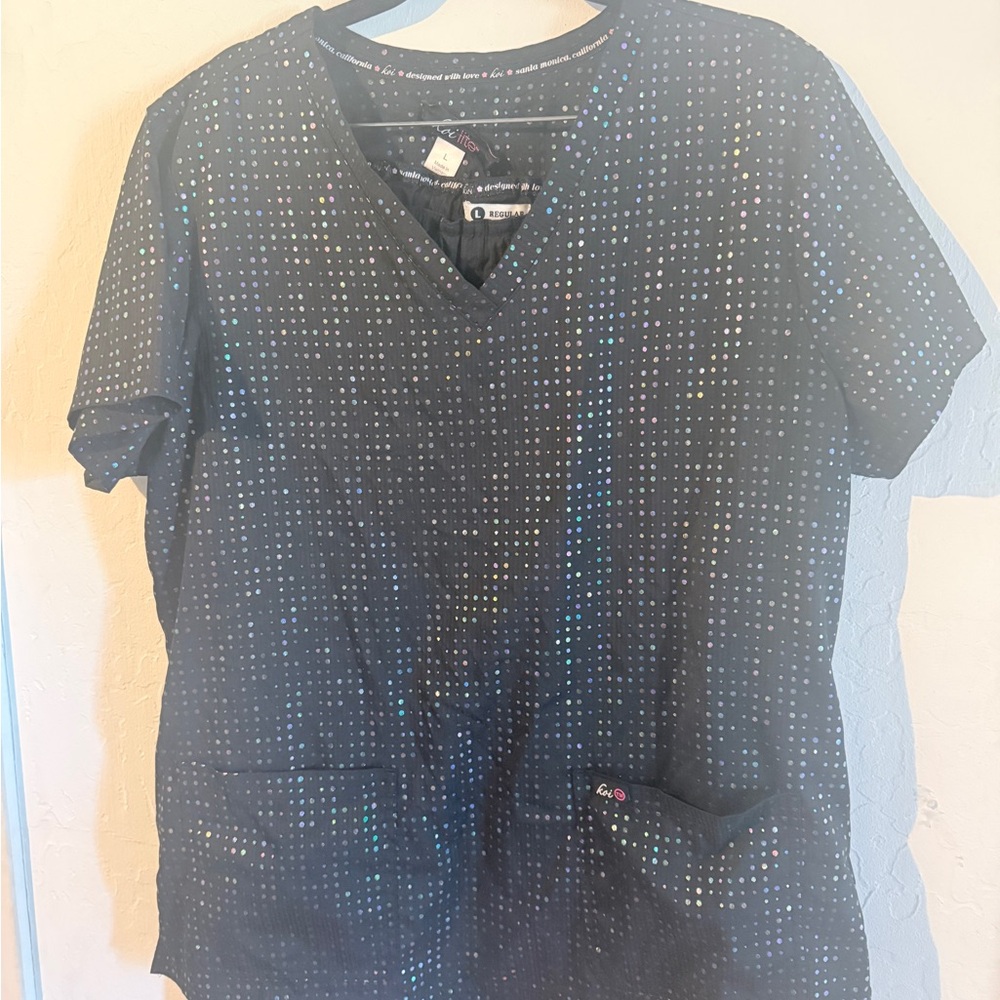 Black Sparkling Women's Scrub Uniform Set Size large